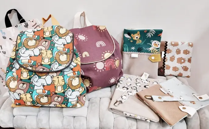 Créations coutures artisanales pour bébé et enfants, sac à dos crèche personnalisé, coffrets de bain à, Nort sur Erdre